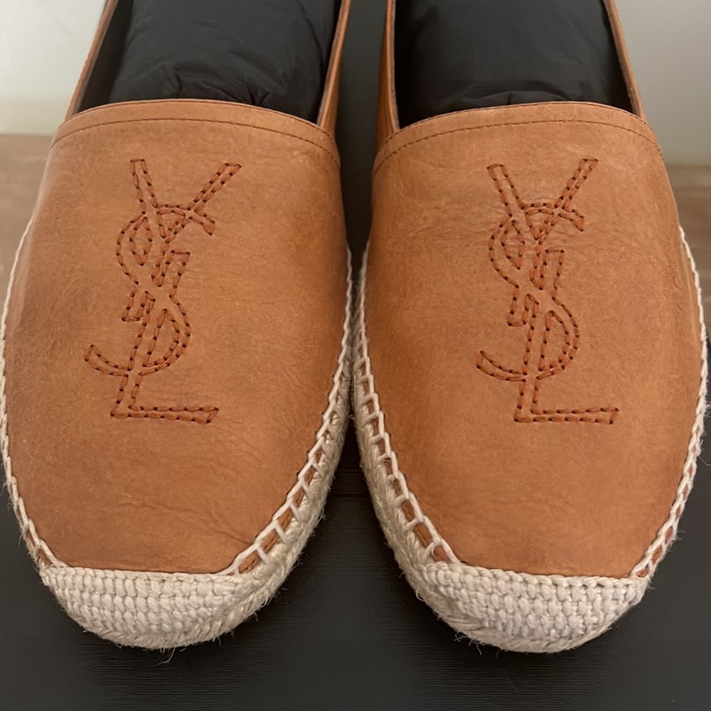 Brand New Saint Laurent Brown Leather Espadrille - Picture 5 of 7